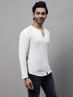 Even Apparels White Pure Cotton Open Neck Kurta | Grocsy