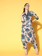 Ahalyaa Women Floral Printed Kurta with Trousers | Grocsy