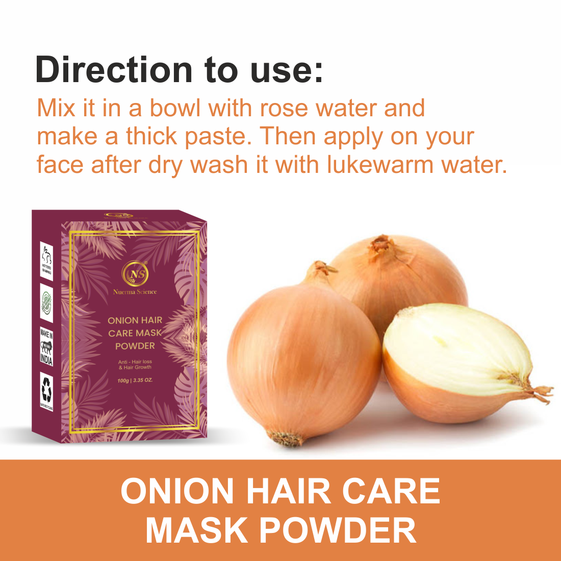 Nuerma Science Onion Powder For Hair Mask | Grocsy