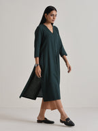 trueBrowns Dark Green Kurta Pant Set | Grocsy