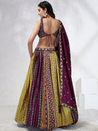 House of Panchhi Green Pure Georgette Sequins And Thread Embroidery Lehenga Choli & Dupatta | Grocsy