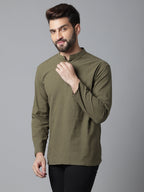 Indian Clothing Even Apparels Green Pure Cotton Kurta With Band Collar | Grocsy