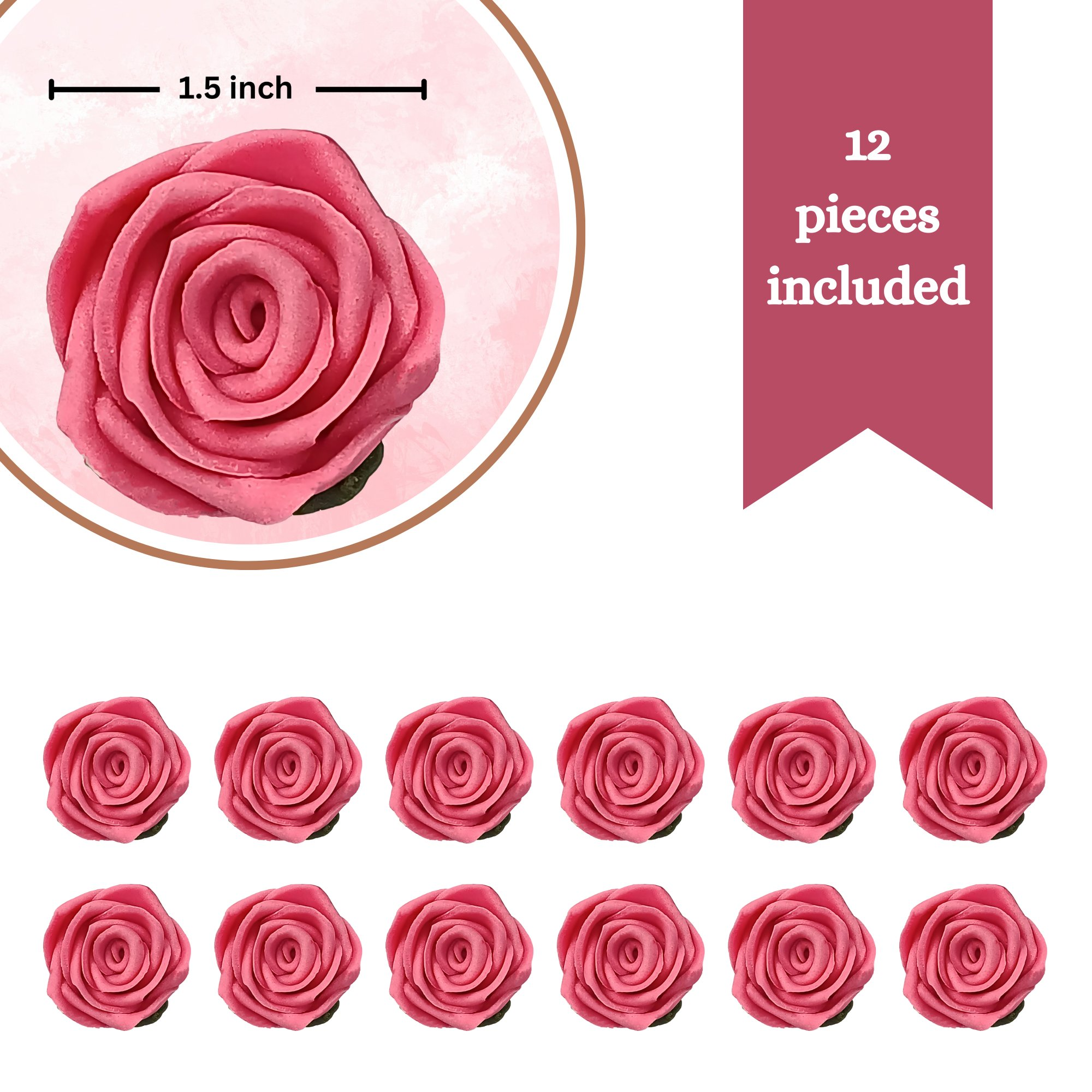 Confect Flamingo Rose Pink | Edible Sugar Roses Topper | Grocsy