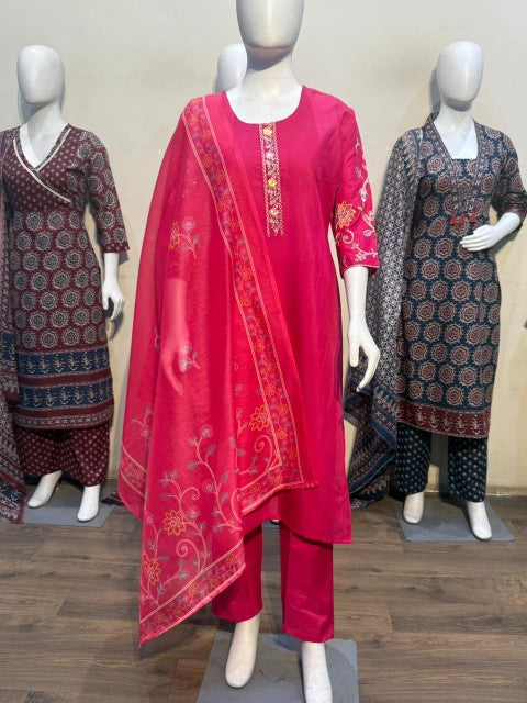 Anaita Pink Readymade Suit with Embroidery Work | Grocsy