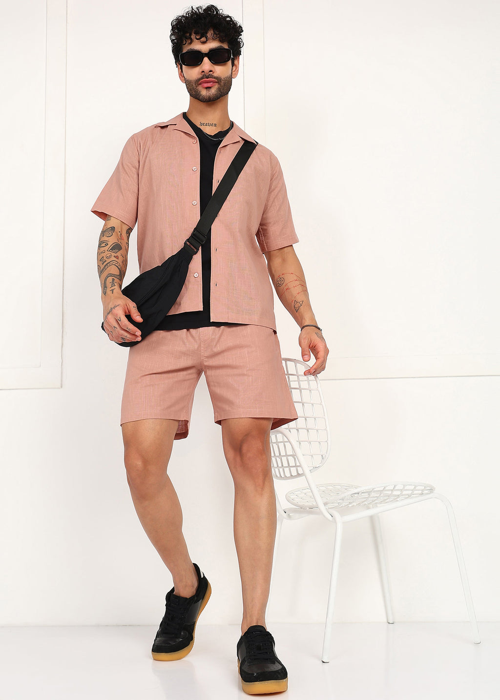 Fabmade Men’S Peach Linen Co-Ord Set | Grocsy