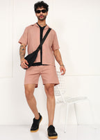 Fabmade Men’S Peach Linen Co-Ord Set | Grocsy