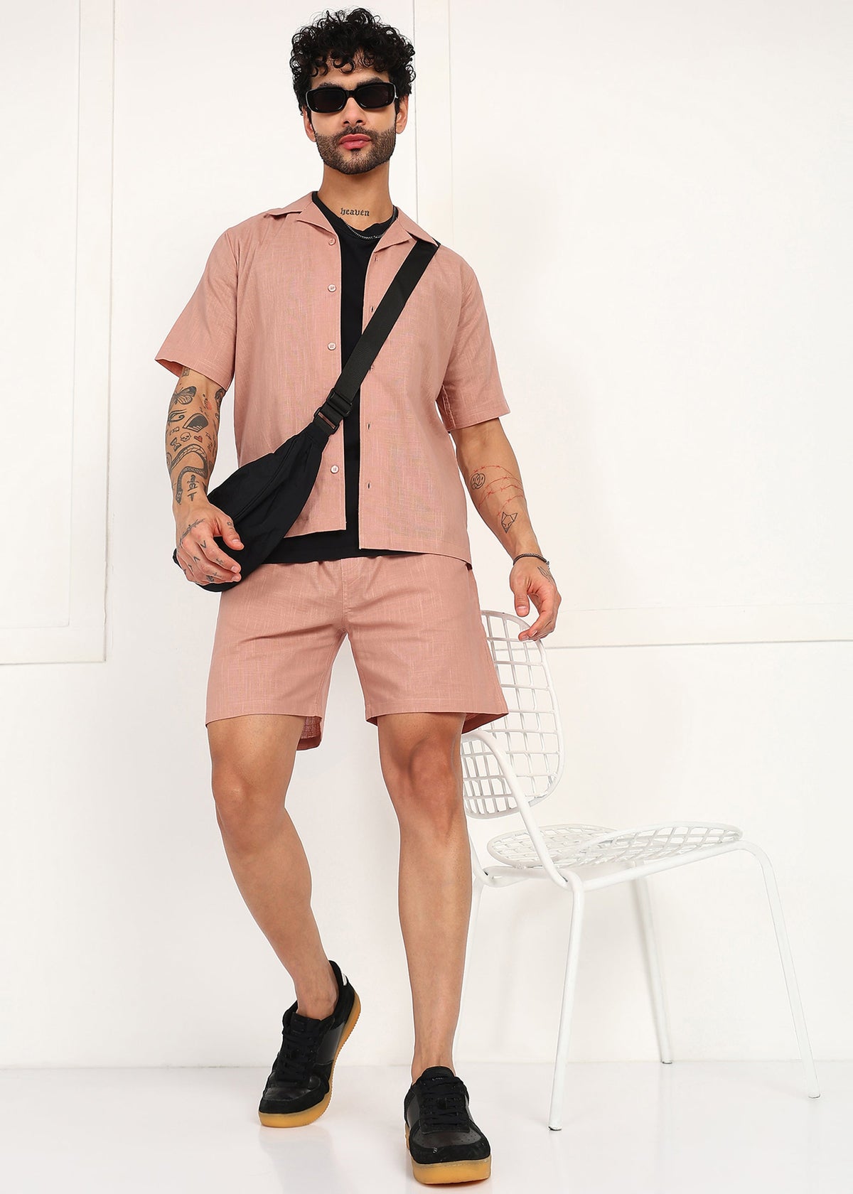 Fabmade Men’S Peach Linen Co-Ord Set | Grocsy