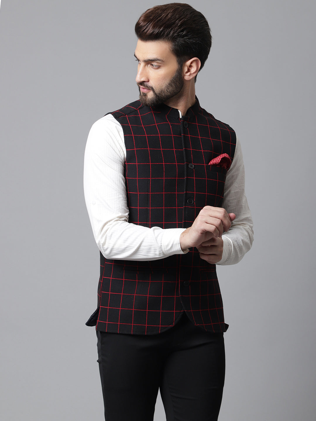 Even Apparels Men's Brown Nehru Jacket With Welt Pockets | Grocsy