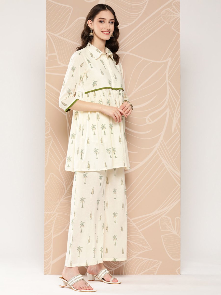 Ahalyaa Printed Cotton Tunic with Palazzos | Grocsy
