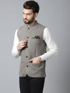 Even Apparels Men's Cream Pure Wool Nehru Jacket | Grocsy