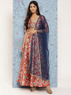 Ahalyaa Printed Zari Ready to Wear Lehenga & Blouse With Dupatta | Grocsy