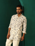 trueBrowns Men's Ivory Floral Cotton Printed Co-ord Set | Grocsy