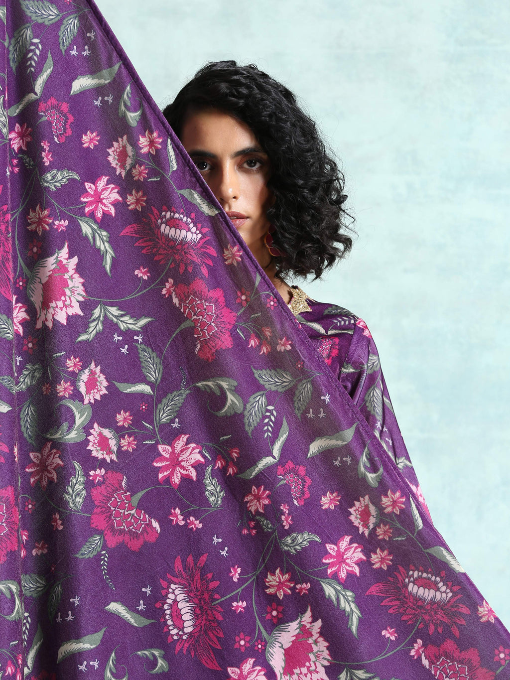 trueBrowns Wine Printed Velvet Shawl | Grocsy