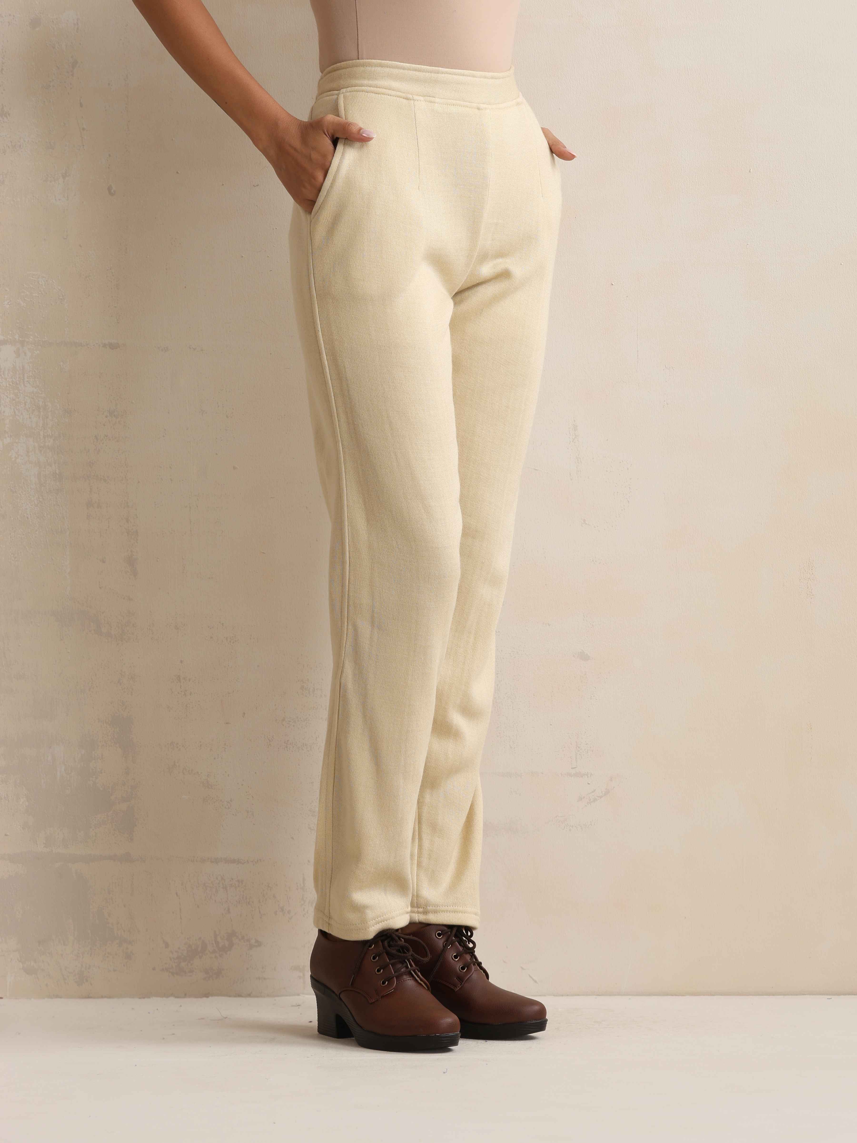trueBrowns Beige Woollen Pants | Grocsy