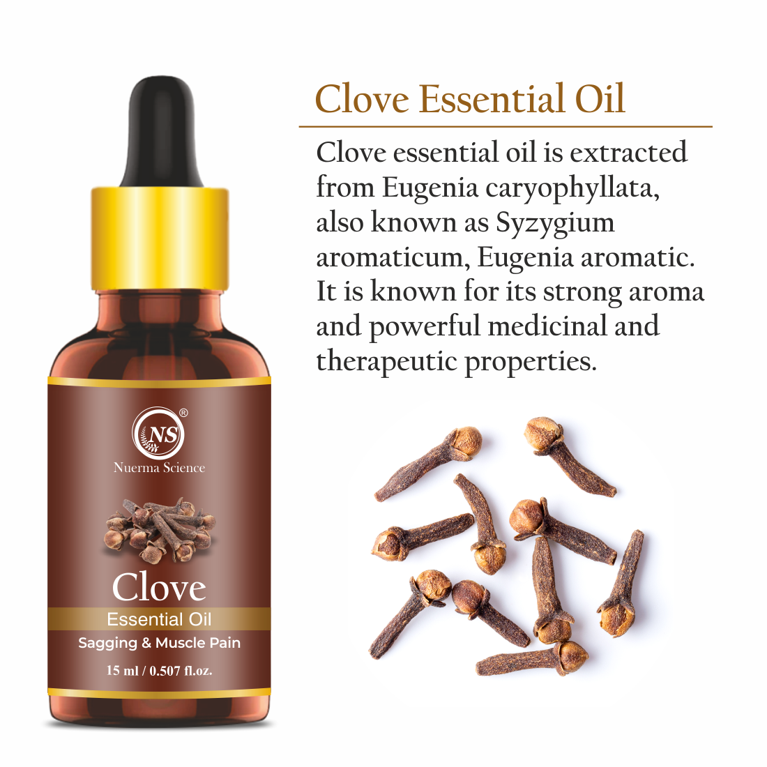 Nuerma Science Clove Essential Oil For Skin, Hair & Teeth | Grocsy