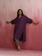 trueBrowns Purple Modal Kimono Kurta Set | Grocsy