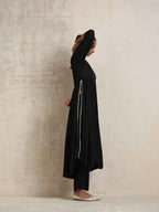 trueBrowns Black Crinkle Anarkali Flared Kurta Set | Grocsy