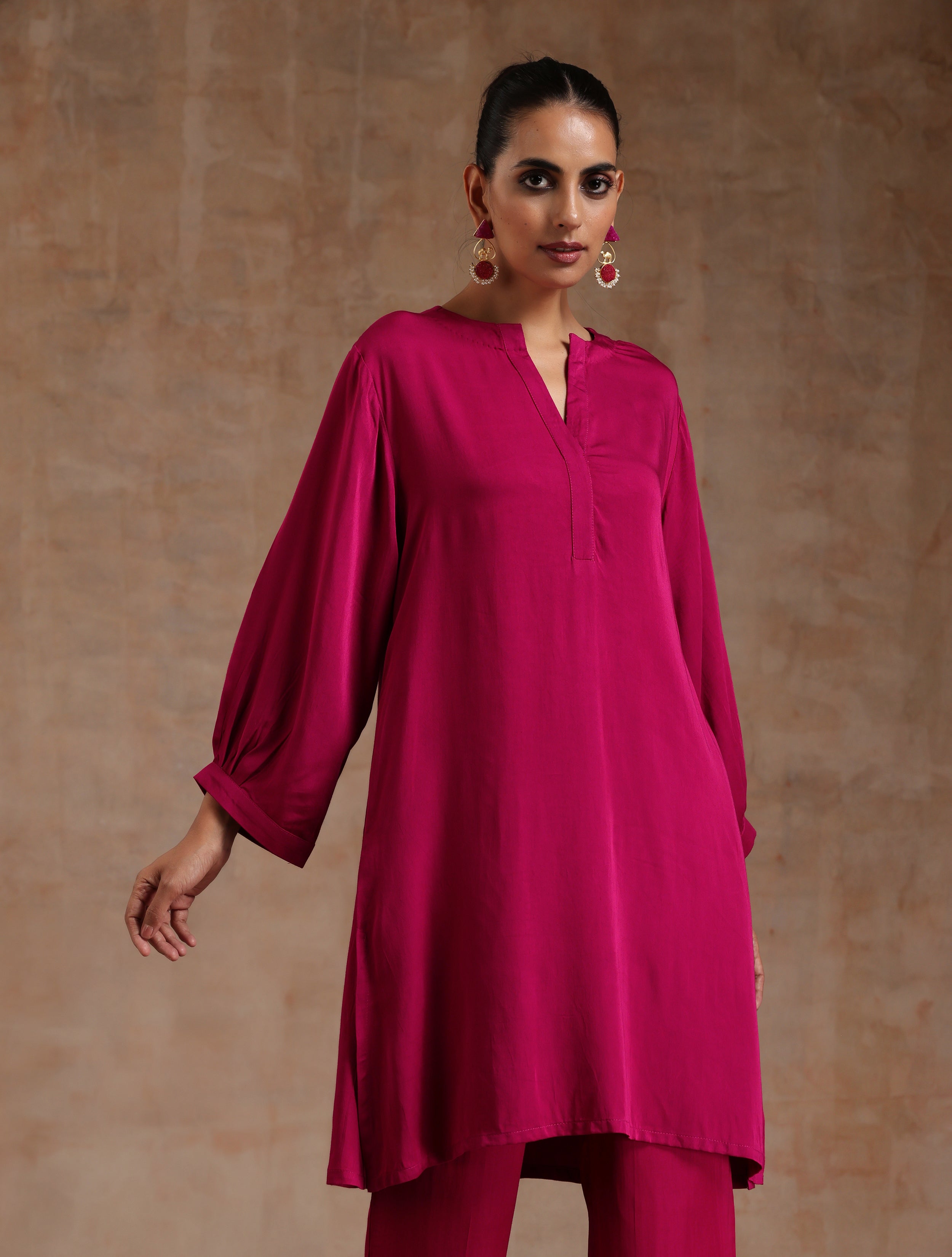 trueBrowns Pink Modal Satin Relax Co-ord Set | Grocsy