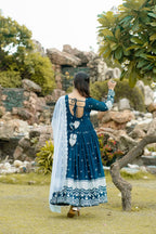 Yash Enterprise Navy Blue Fux Georgette With Emboidery Work Slwar Suits Stitched | Grocsy