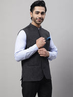 Even Apparels Men's Grey Pure Wool Nehru Jacket | Grocsy