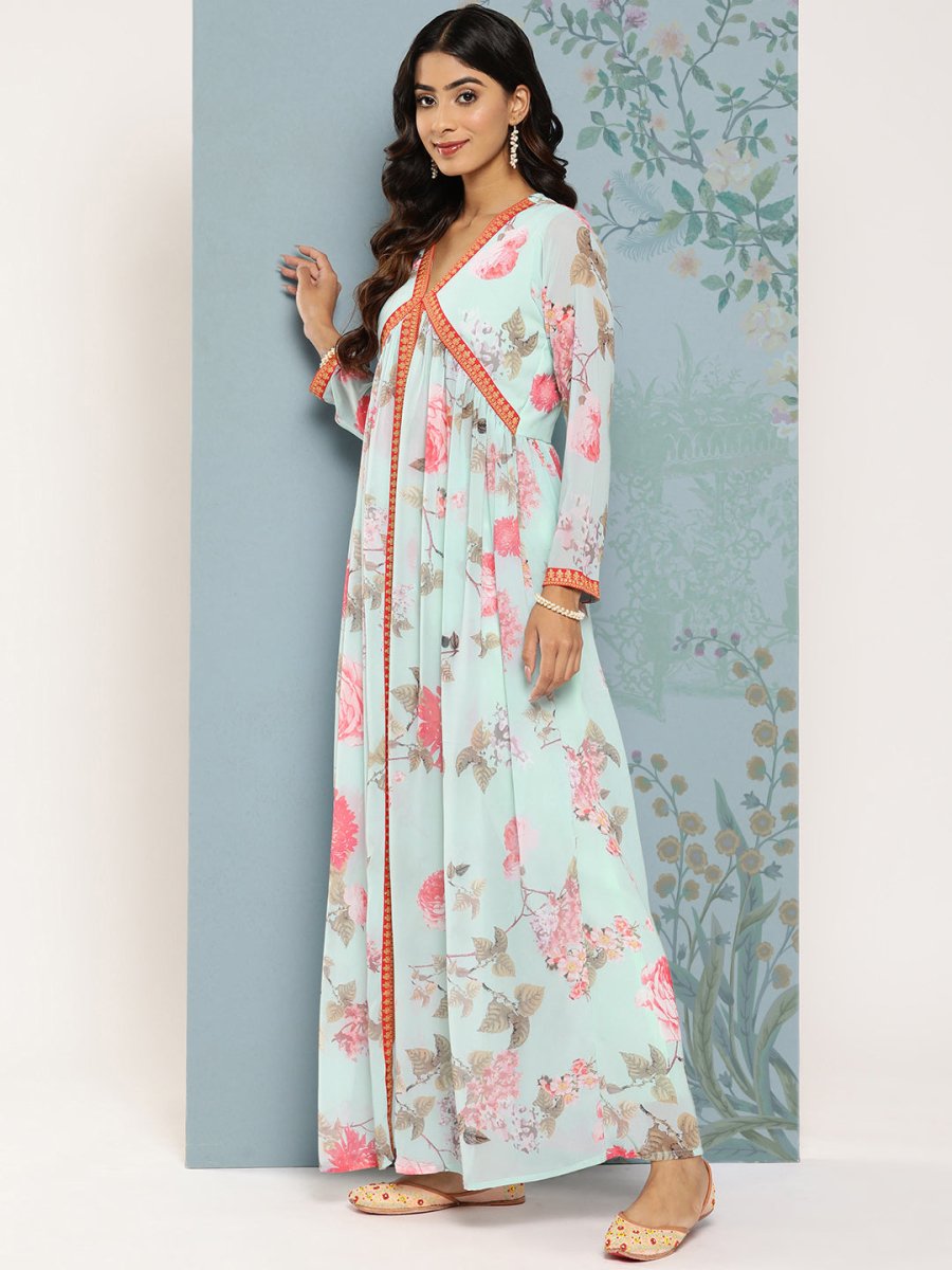 Ahalyaa Floral Printed Empire Kurta With Trousers | Grocsy