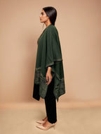 trueBrowns Green Woollen Kaftan Cape | Grocsy