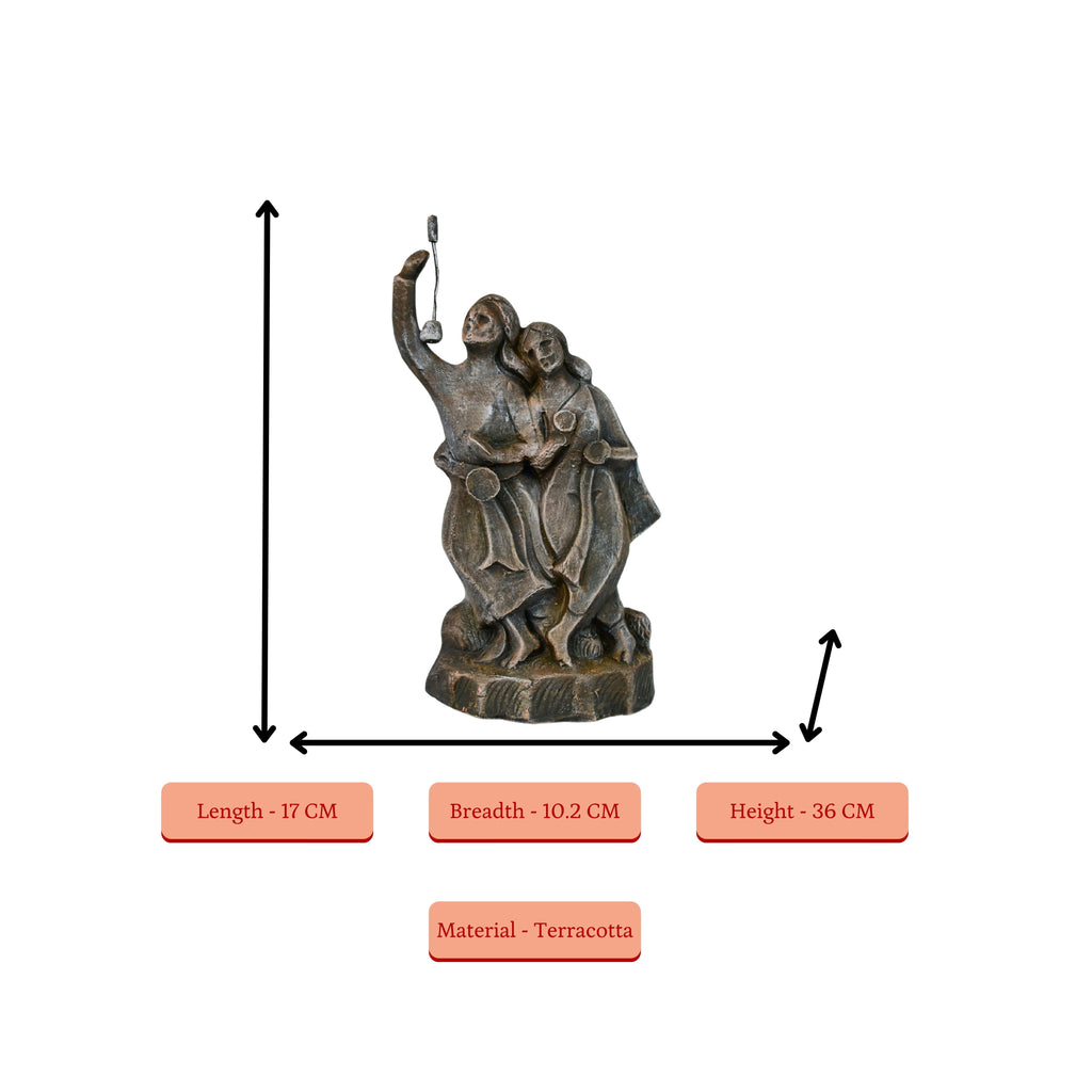 Sowpeace Premium Large Terracotta Minstrel Couple Tabletop Decor | Grocsy