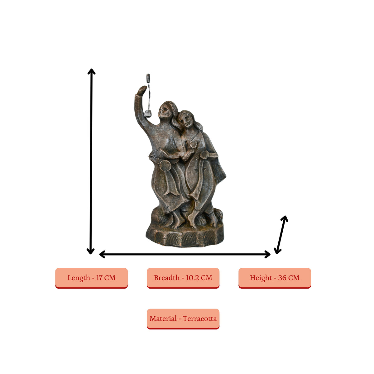 Sowpeace Premium Large Terracotta Minstrel Couple Tabletop Decor | Grocsy