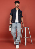 Fabmade Midnight Cherry Printed Cuban Collar Shirt | Grocsy