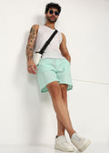 Fabmade Mint Drift Linen Shorts | Grocsy