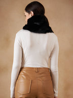 InWeave Women's Black Faux Fur Neck Warmer | Grocsy