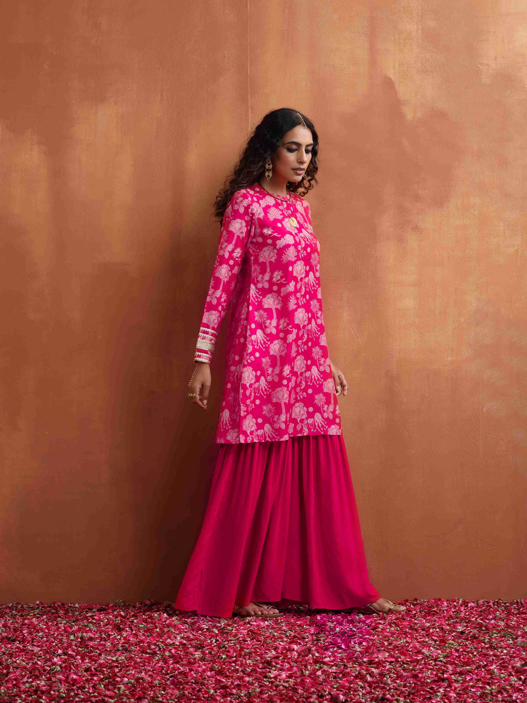 trueBrowns Red Print Sharara Set | Grocsy