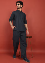 Fabmade Onyx Noir Short Kurta Co-Ord Set | Grocsy