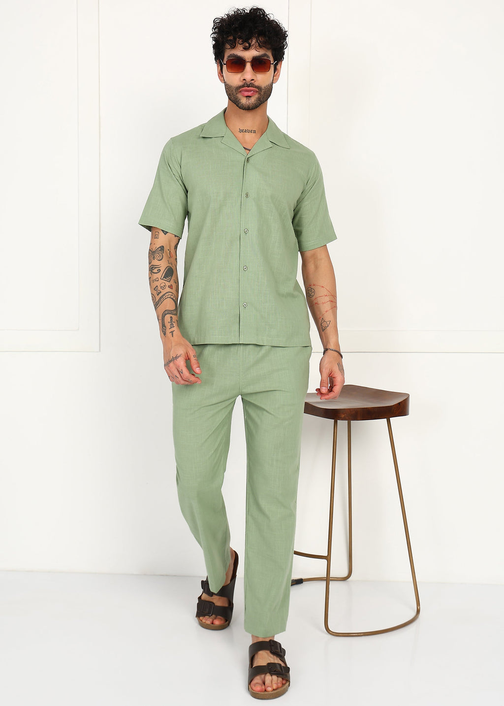 Fabmade Sage Flow Linen Co-Ord Set | Grocsy