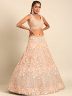 House of Panchhi Peach Net Multi Sequins with heavy Zarkan embroidery Lehenga choli & Dupatta | Grocsy