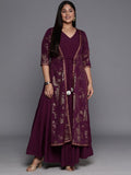 Ahalyaa Plus Size Floral Print Crepe Layered A-line Maxi Ethnic Dress | Grocsy
