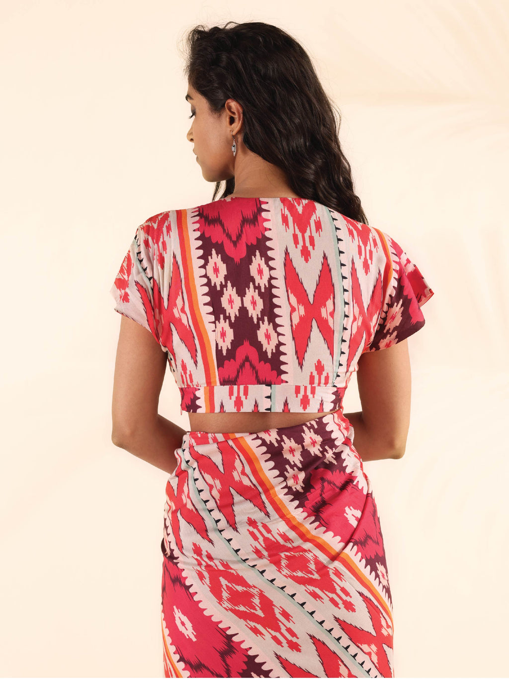 trueBrowns Maroon Muslin Ikat Blouse | Grocsy