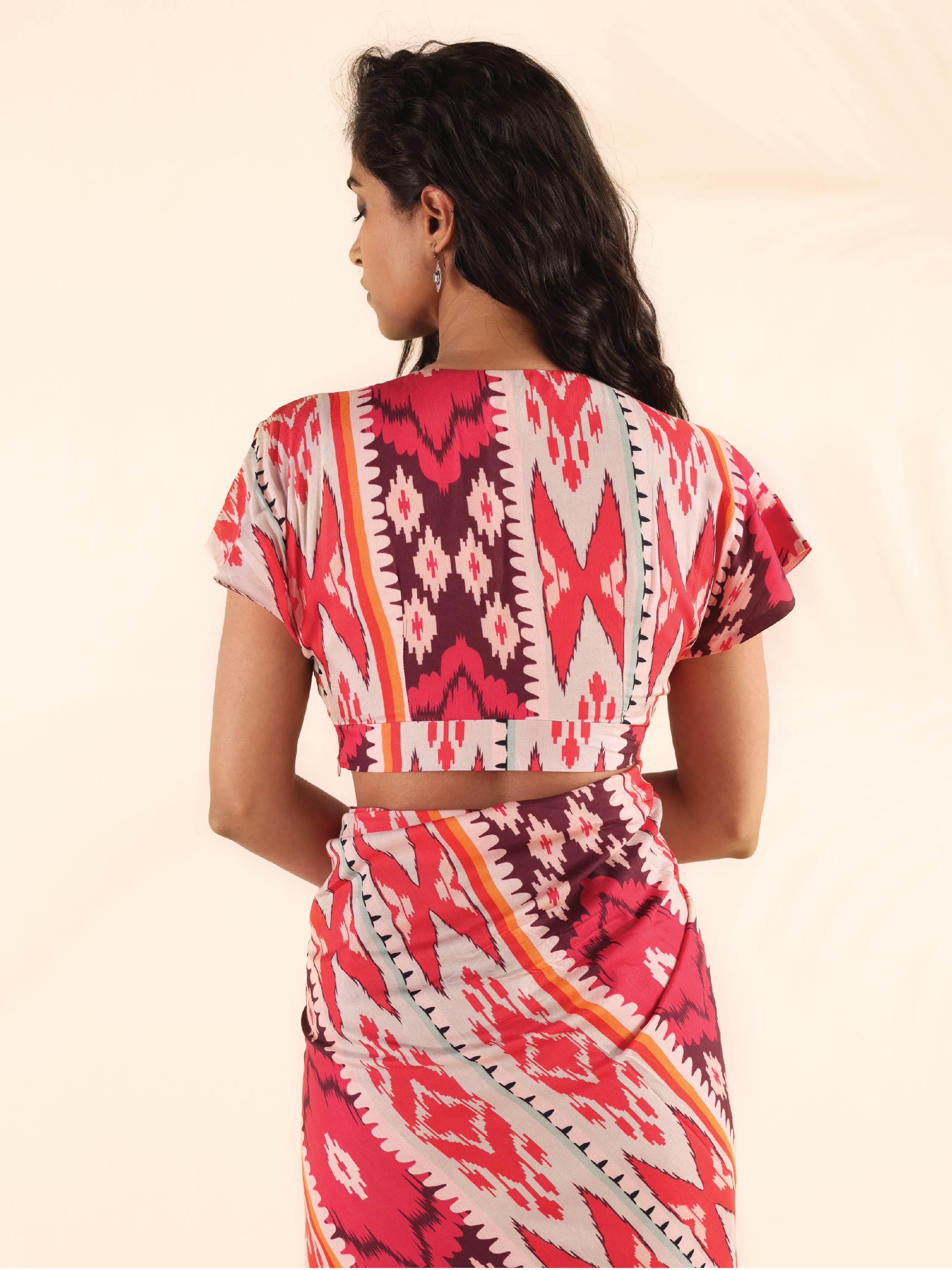 trueBrowns Maroon Muslin Ikat Blouse | Grocsy