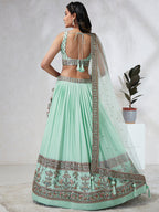 House of Panchhi Burgundy Pure Georgette Sequins And Thread Embroidery Lehenga Choli & Dupatta | Grocsy