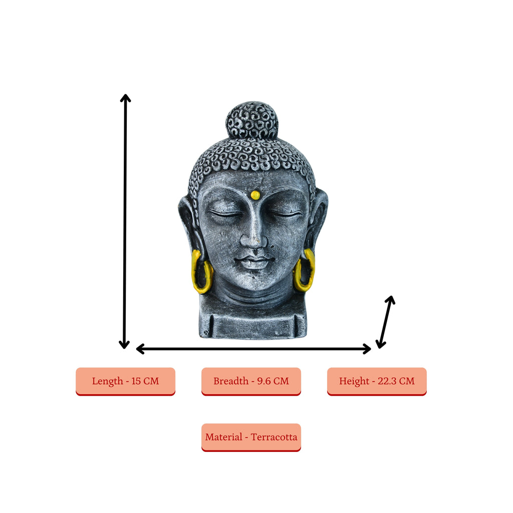 Sowpeace Premium Large Terracotta Meditating Buddha Head Tabletop | Grocsy