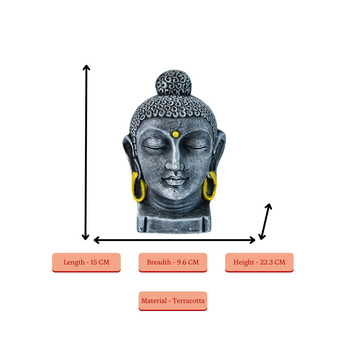 Sowpeace Premium Large Terracotta Meditating Buddha Head Tabletop | Grocsy