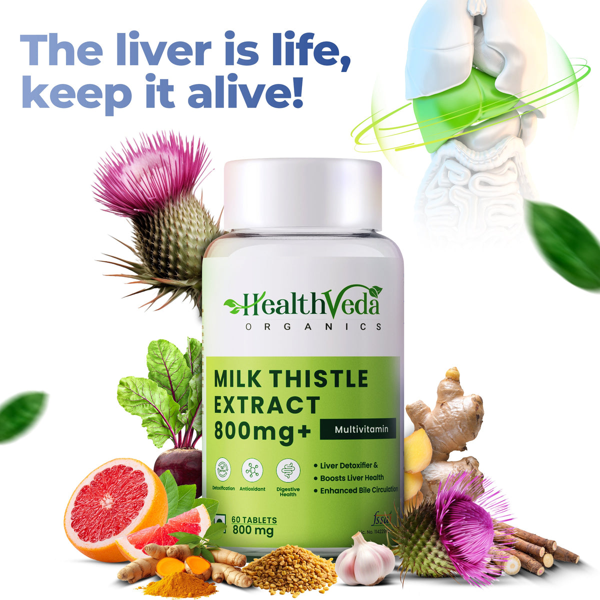 Health Veda Organics Milk Thistle Tablets | Grocsy