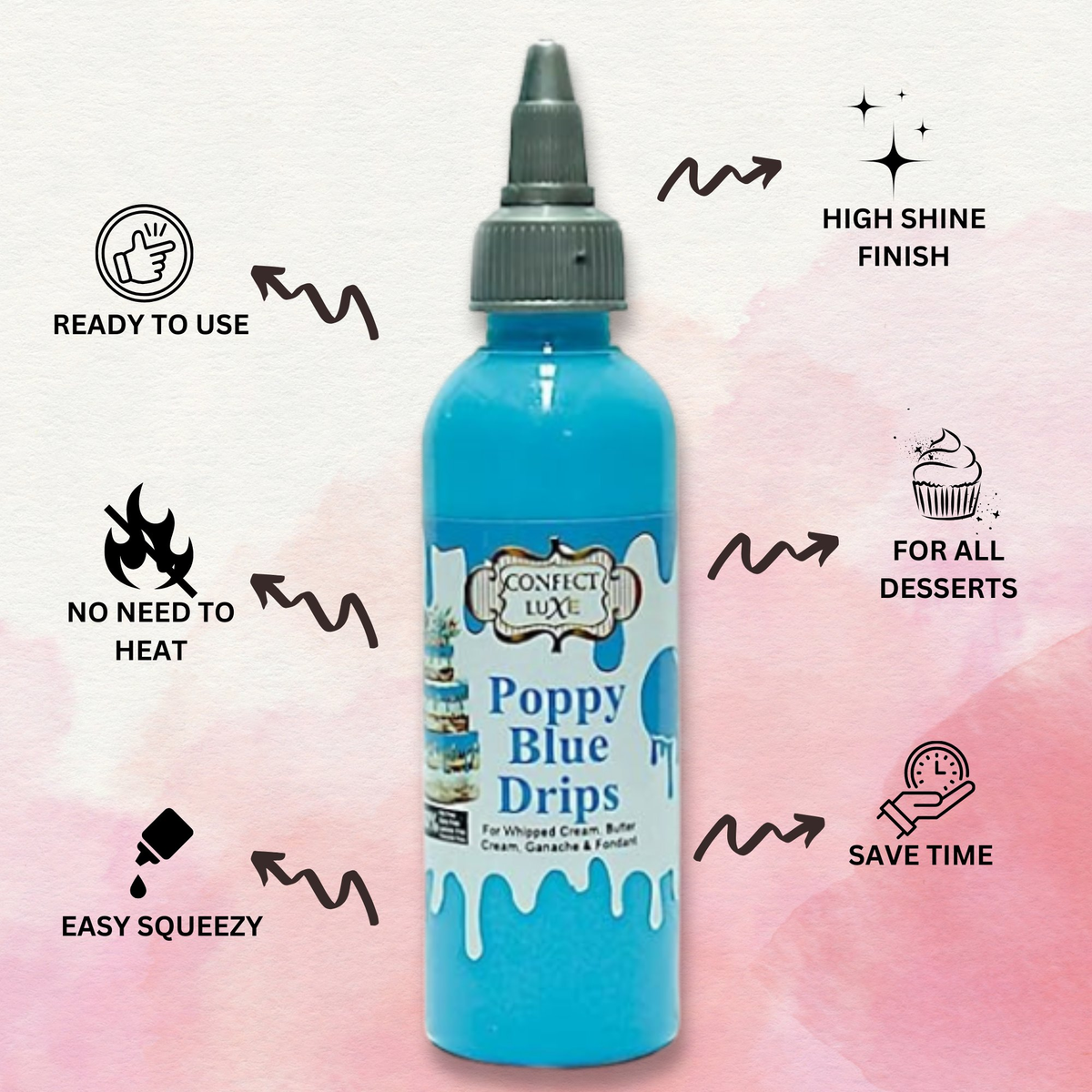 Confect Poppy Blue | Edible Drips | Grocsy