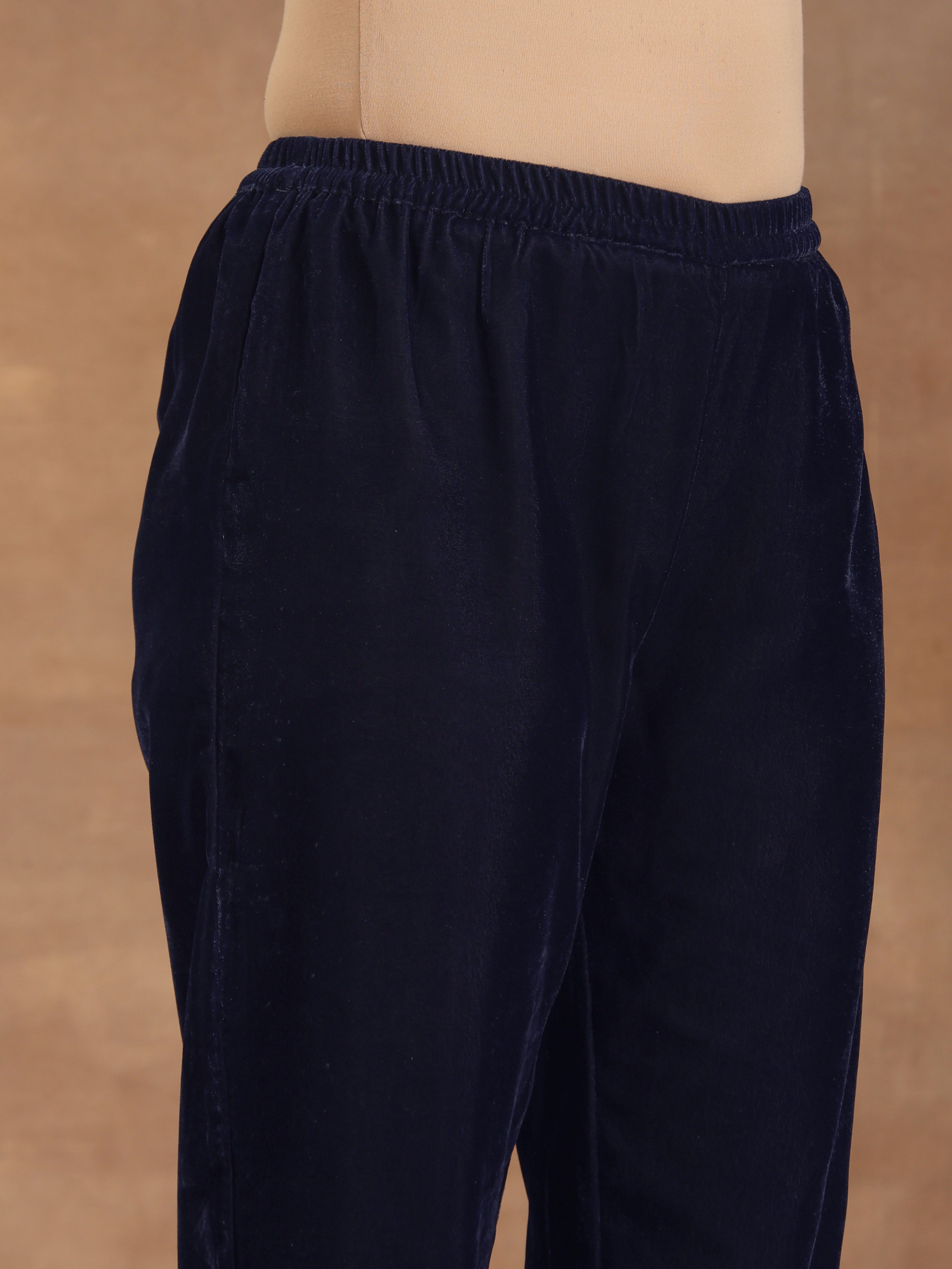 trueBrowns Midnight Blue Velvet Pant | Grocsy