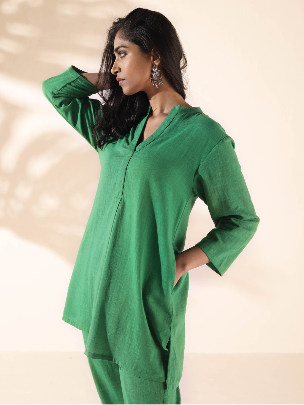 trueBrowns Green Cotton Relaxed Co-ord Set | Grocsy