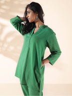 trueBrowns Green Cotton Relaxed Co-ord Set | Grocsy