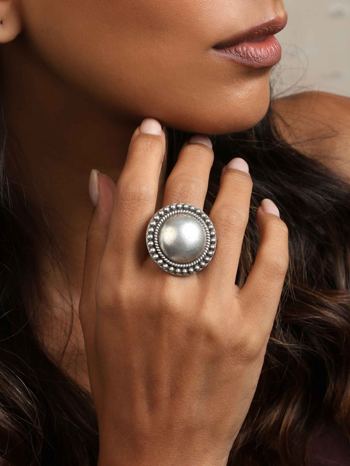 trueBrowns Silver Tone Dome Ring | Grocsy