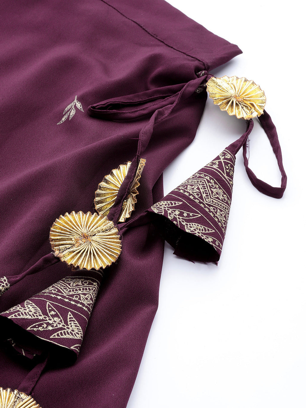 Indian Clothing Ahalyaa Purple & Gold-Toned Printed Sequinned Foil Print Ready to Wear Lehenga & Blouse With Dupatta | Grocsy