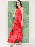 InWeave Women's Red Tie And Die Dress | Grocsy