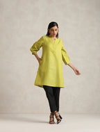 trueBrowns Green Cotton Blend Short Kurta | Grocsy
